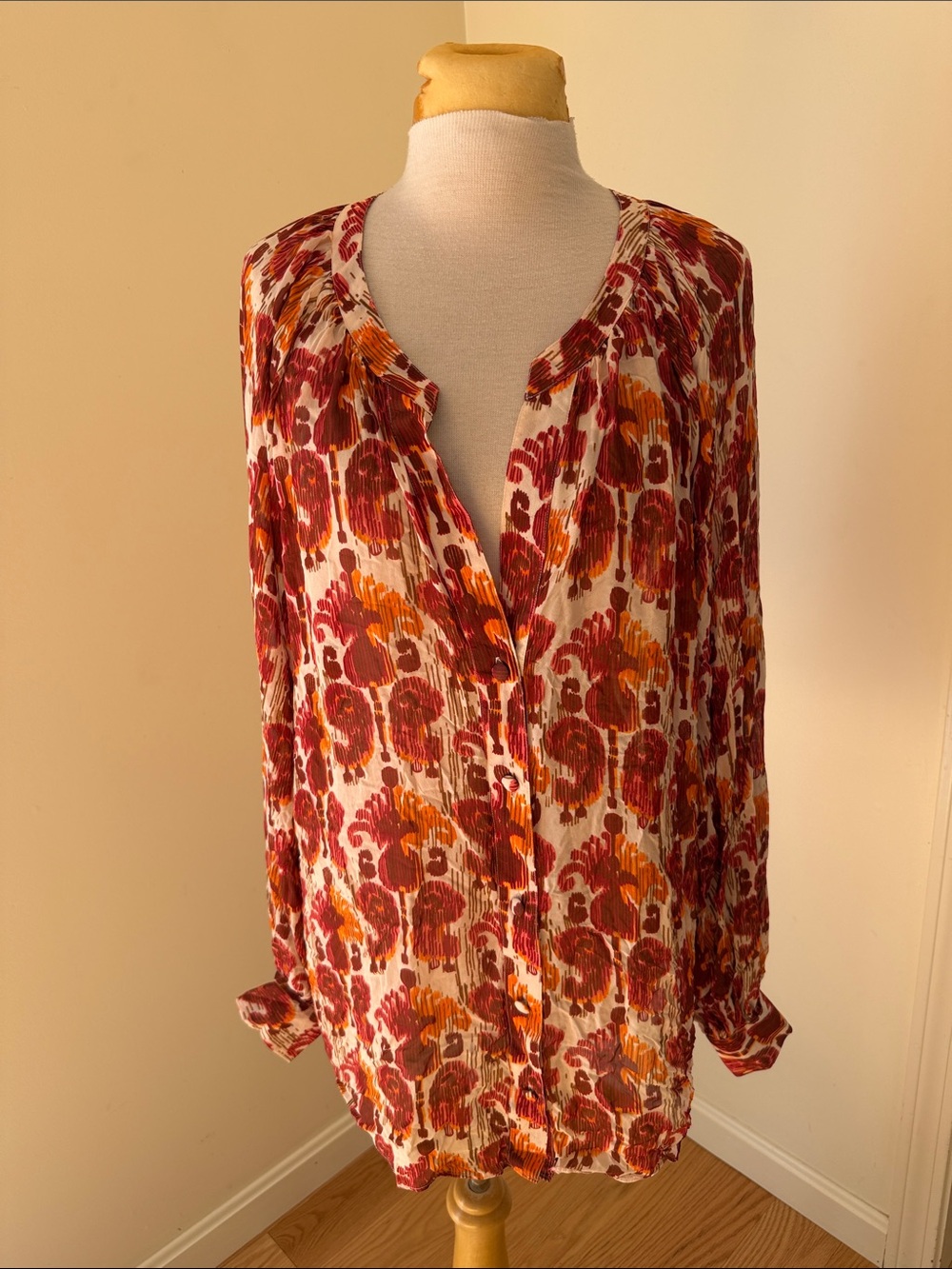 New! Atsu anthropologie XL paisley button down long sleeve blouse.